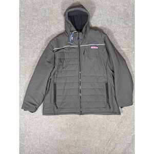 Vineyard Vines Mens Nor'easter Puffer Jacket Grey Hooded Performance 2XB NEW
